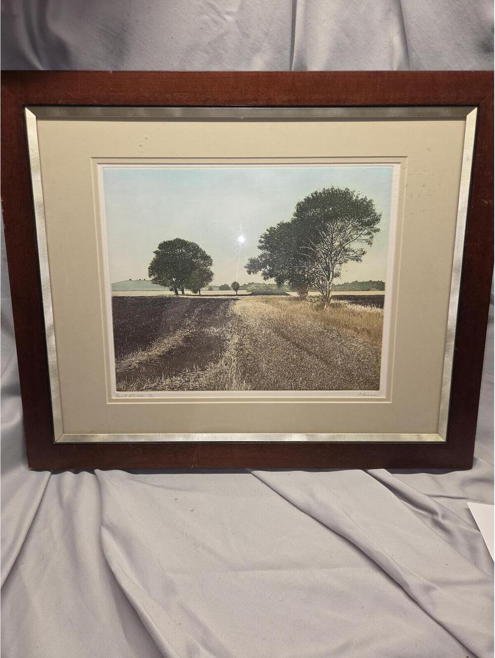Signed Limited Edition "Burnt Stubble" Landscape Framed Print in Wood Frame
